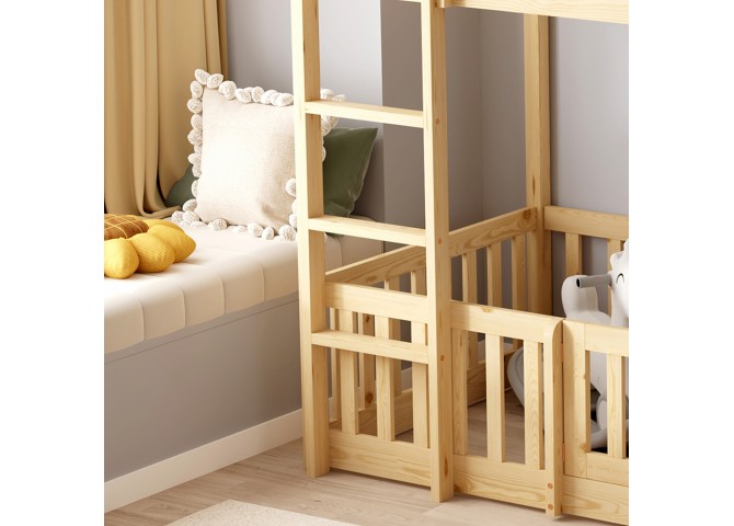 ΚΟΥΚΕΤΑ ΠΑΙΔΙΚΗ ΜΕ ΠΑΡΚΑΚΙ PLAYKID HM21312 ΞΥΛΟ ΠΕΥΚΟΥ ΦΥΣΙΚΟ--ME ΣΤΡΩΜΑ 90x190εκ