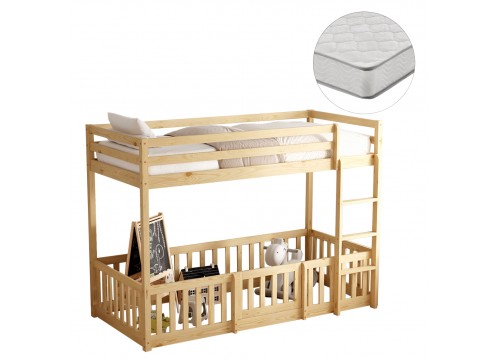 ΚΟΥΚΕΤΑ ΠΑΙΔΙΚΗ ΜΕ ΠΑΡΚΑΚΙ PLAYKID HM21312 ΞΥΛΟ ΠΕΥΚΟΥ ΦΥΣΙΚΟ--ME ΣΤΡΩΜΑ 90x190εκ