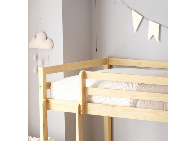 ΚΟΥΚΕΤΑ ΠΑΙΔΙΚΗ ΜΕ ΠΑΡΚΑΚΙ PLAYKID HM21312 ΞΥΛΟ ΠΕΥΚΟΥ ΦΥΣΙΚΟ--ME ΣΤΡΩΜΑ 90x190εκ