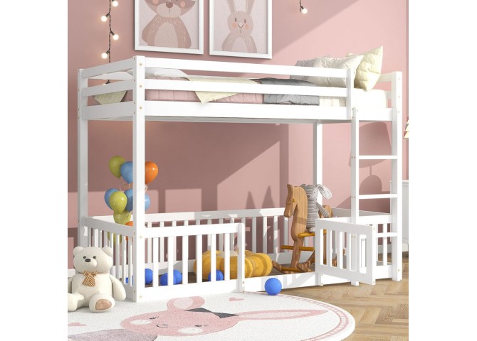 ΚΟΥΚΕΤΑ ΠΑΙΔΙΚΗ ΜΕ ΠΑΡΚΑΚΙ PLAYKID HM21312.01 ΞΥΛΟ ΠΕΥΚΟΥ ΛΕΥΚΟ--ME ΣΤΡΩΜΑ 90x190εκ