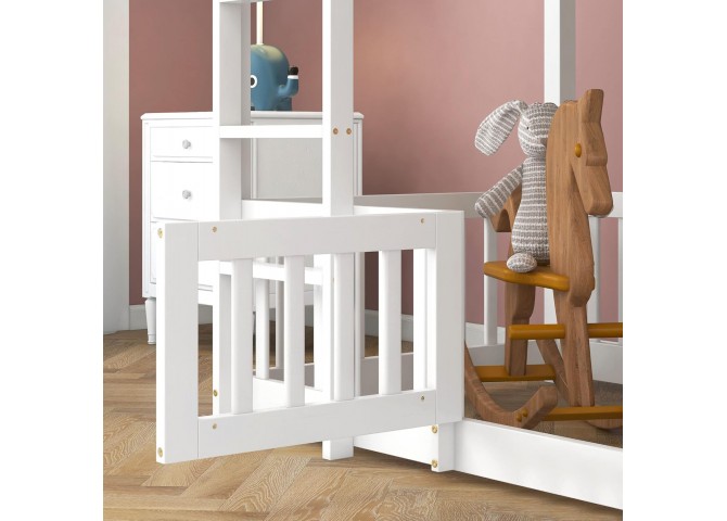 ΚΟΥΚΕΤΑ ΠΑΙΔΙΚΗ ΜΕ ΠΑΡΚΑΚΙ PLAYKID HM21312.01 ΞΥΛΟ ΠΕΥΚΟΥ ΛΕΥΚΟ--ME ΣΤΡΩΜΑ 90x190εκ