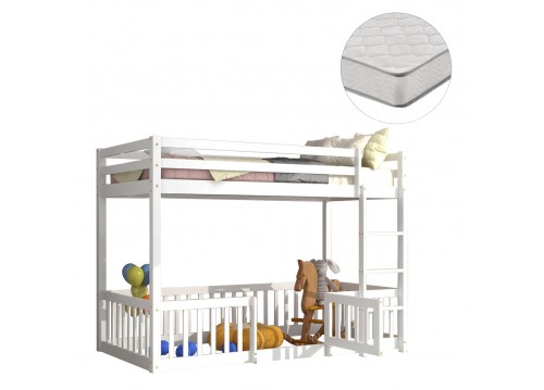 ΚΟΥΚΕΤΑ ΠΑΙΔΙΚΗ ΜΕ ΠΑΡΚΑΚΙ PLAYKID HM21312.01 ΞΥΛΟ ΠΕΥΚΟΥ ΛΕΥΚΟ--ME ΣΤΡΩΜΑ 90x190εκ