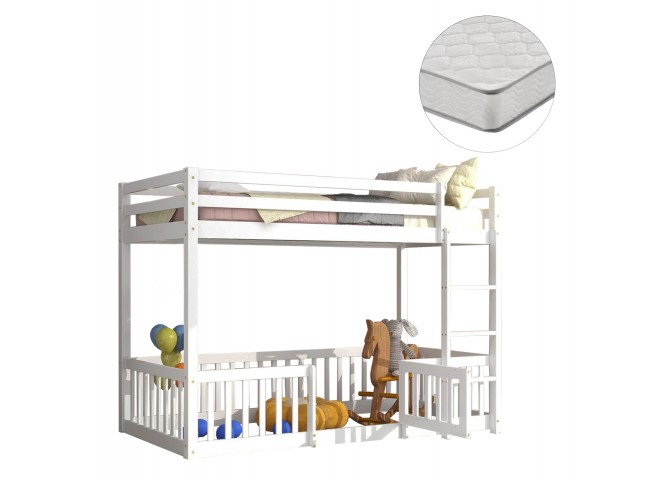 ΚΟΥΚΕΤΑ ΠΑΙΔΙΚΗ ΜΕ ΠΑΡΚΑΚΙ PLAYKID HM21312.01 ΞΥΛΟ ΠΕΥΚΟΥ ΛΕΥΚΟ--ME ΣΤΡΩΜΑ 90x190εκ