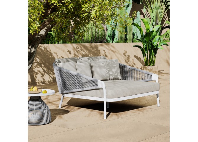 DAYBED ΣΕΙΡΑ XANTION HM6474.02 ΛΕΥΚΟ ΑΛΟΥΜΙΝΙΟ--ΣΧΟΙΝΙ--OLEFIN 157x149x80Υεκ