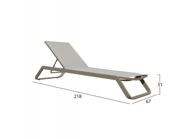 ΞΑΠΛΩΣΤΡΑ ΑΛΟΥΜΙΝΙΟΥ MARIMAR HM6562.03 ΣΚΕΛΕΤΟΣ TAUPE & TEXTILENE ΜΠΕΖ 218x67x31Υεκ