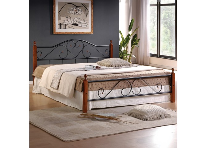 ΚΡΕΒΑΤΙ ΔΙΠΛΟ & ΣΤΡΩΜΑ CANDY HM21327 ΜΕΤΑΛΛΟ & ΞΥΛΟ ΣΕ DIRTY OAK--ΣΤΡΩΜΑ 150x200εκ