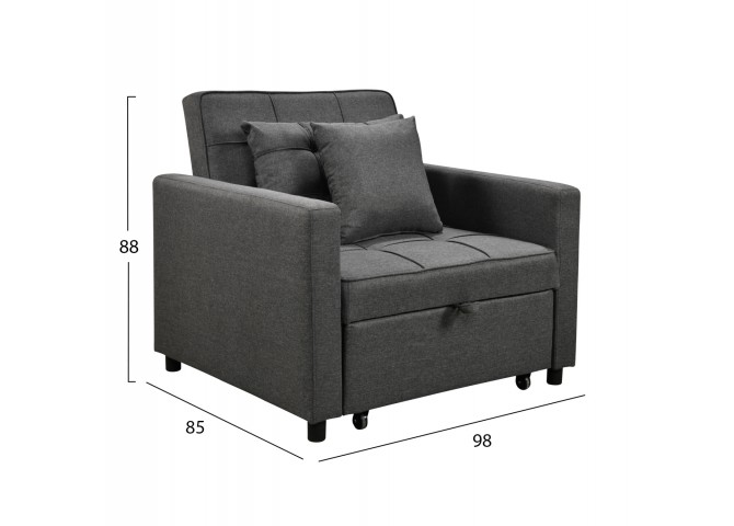 ΠΟΛΥΘΡΟΝΑ-ΚΡΕΒΑΤΙ MERO HM3306.01 ΓΚΡΙ ΥΦΑΣΜΑ 98x85x88Υεκ.