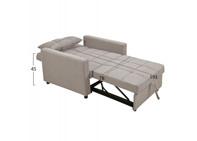 ΠΟΛΥΘΡΟΝΑ-ΚΡΕΒΑΤΙ MERO HM3306.03 ΜΠΕΖ ΥΦΑΣΜΑ 98x85x88Υεκ.