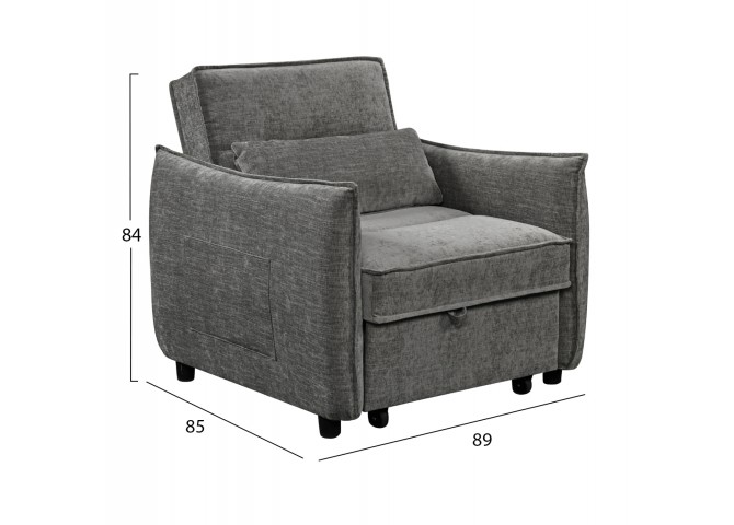ΠΟΛΥΘΡΟΝΑ-ΚΡΕΒΑΤΙ ORYN HM3307.01 ΓΚΡΙ ΥΦΑΣΜΑ 89x85x84Υεκ.