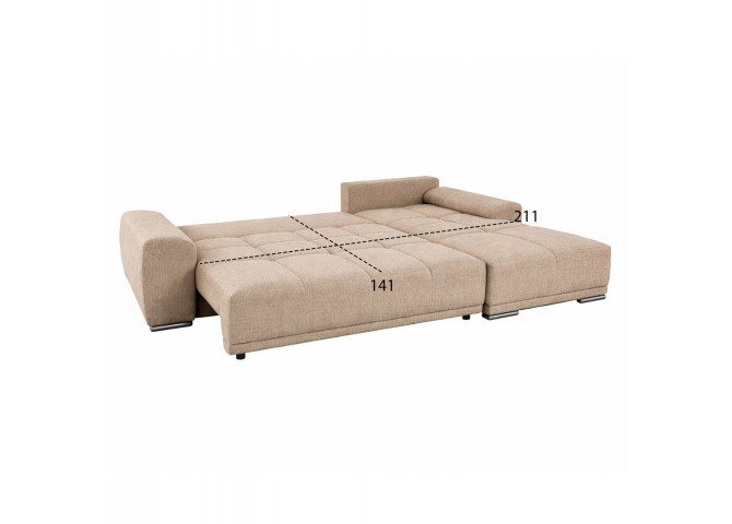 ΚΑΝΑΠΕΣ ΚΡΕΒΑΤΙ ΔΕΞΙΑ ΓΩΝΙΑ COMFYRA HM3336.03R ΜΠΕΖ ΥΦΑΣΜΑ 270x181x75Υεκ