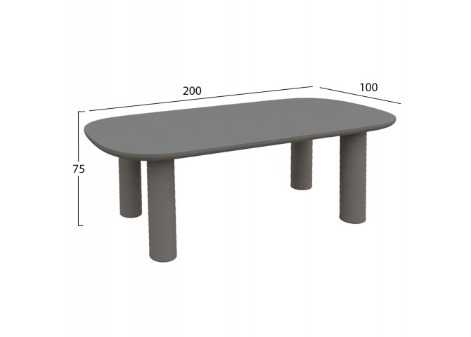 ΤΡΑΠΕΖΙ ΤΡΑΠΕΖΑΡΙΑΣ KIORA HM6597.01 ΓΚΡΙ FIBER CEMENT 200x100x75Υεκ