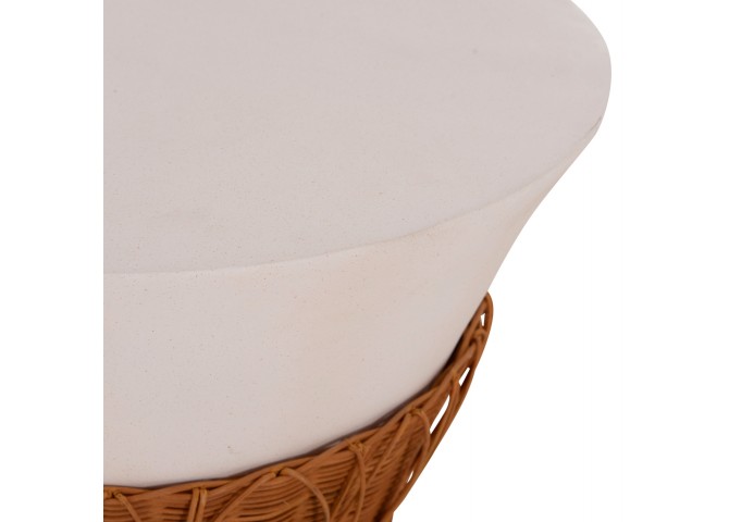 ΤΡΑΠΕΖΙ ΣΑΛΟΝΙΟΥ PERRAL HM18164.02L FIBER CEMENT ΛΕΥΚΟ-ΦΥΣΙΚΟ RATTAN--Φ55x45Υεκ