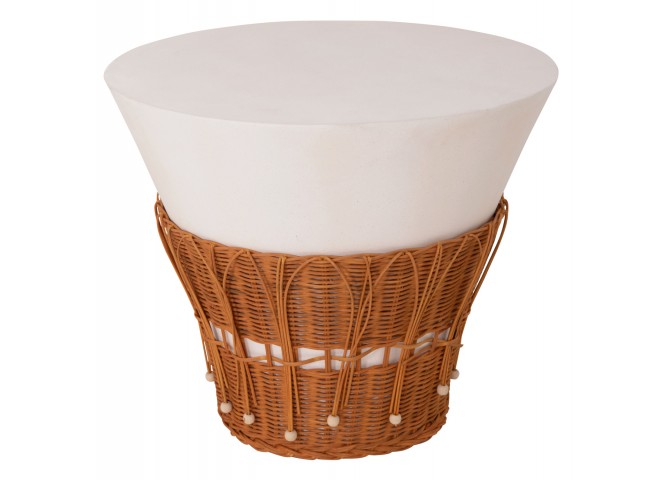 ΤΡΑΠΕΖΙ ΣΑΛΟΝΙΟΥ PERRAL HM18164.02L FIBER CEMENT ΛΕΥΚΟ-ΦΥΣΙΚΟ RATTAN--Φ55x45Υεκ