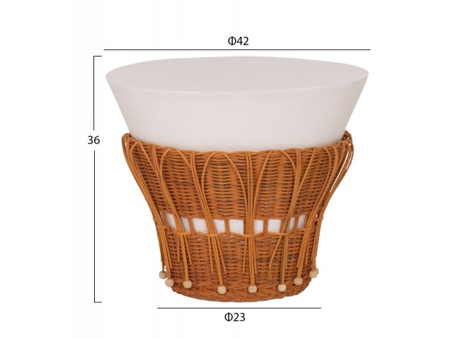 ΤΡΑΠΕΖΙ ΒΟΗΘΗΤΙΚΟ PERRAL HM18164.02S FIBER CEMENT ΛΕΥΚΟ-ΦΥΣΙΚΟ RATTAN--Φ42x36Υεκ