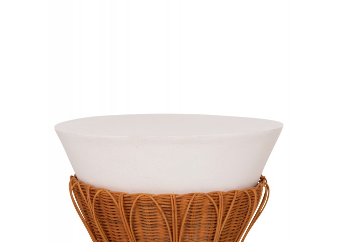 ΤΡΑΠΕΖΙ ΒΟΗΘΗΤΙΚΟ PERRAL HM18164.02S FIBER CEMENT ΛΕΥΚΟ-ΦΥΣΙΚΟ RATTAN--Φ42x36Υεκ
