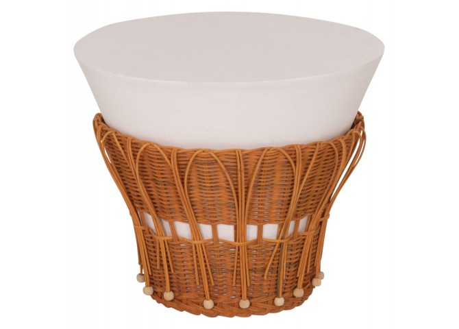 ΤΡΑΠΕΖΙ ΒΟΗΘΗΤΙΚΟ PERRAL HM18164.02S FIBER CEMENT ΛΕΥΚΟ-ΦΥΣΙΚΟ RATTAN--Φ42x36Υεκ