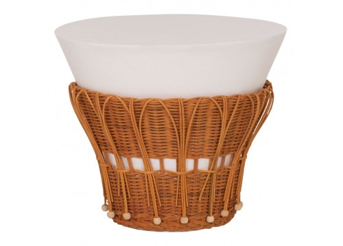 ΤΡΑΠΕΖΙ ΒΟΗΘΗΤΙΚΟ PERRAL HM18164.02S FIBER CEMENT ΛΕΥΚΟ-ΦΥΣΙΚΟ RATTAN--Φ42x36Υεκ