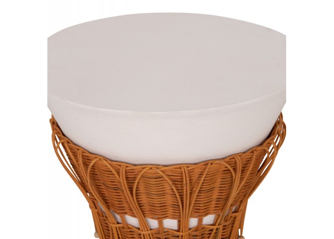 ΤΡΑΠΕΖΙ ΒΟΗΘΗΤΙΚΟ PERRAL HM18164.02S FIBER CEMENT ΛΕΥΚΟ-ΦΥΣΙΚΟ RATTAN--Φ42x36Υεκ