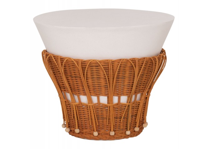 ΤΡΑΠΕΖΙ ΒΟΗΘΗΤΙΚΟ PERRAL HM18164.02S FIBER CEMENT ΛΕΥΚΟ-ΦΥΣΙΚΟ RATTAN--Φ42x36Υεκ