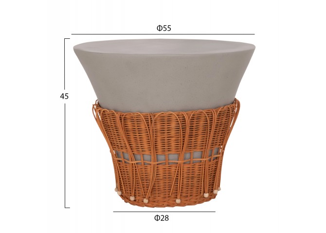 ΤΡΑΠΕΖΙ ΣΑΛΟΝΙΟΥ PERRAL HM18164.03L FIBER CEMENT ΓΚΡΙ-ΦΥΣΙΚΟ RATTAN--Φ55x45Υεκ