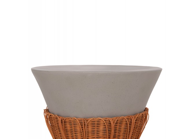 ΤΡΑΠΕΖΙ ΣΑΛΟΝΙΟΥ PERRAL HM18164.03L FIBER CEMENT ΓΚΡΙ-ΦΥΣΙΚΟ RATTAN--Φ55x45Υεκ