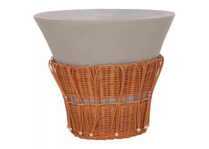 ΤΡΑΠΕΖΙ ΣΑΛΟΝΙΟΥ PERRAL HM18164.03L FIBER CEMENT ΓΚΡΙ-ΦΥΣΙΚΟ RATTAN--Φ55x45Υεκ