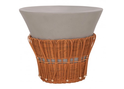 ΤΡΑΠΕΖΙ ΣΑΛΟΝΙΟΥ PERRAL HM18164.03L FIBER CEMENT ΓΚΡΙ-ΦΥΣΙΚΟ RATTAN--Φ55x45Υεκ