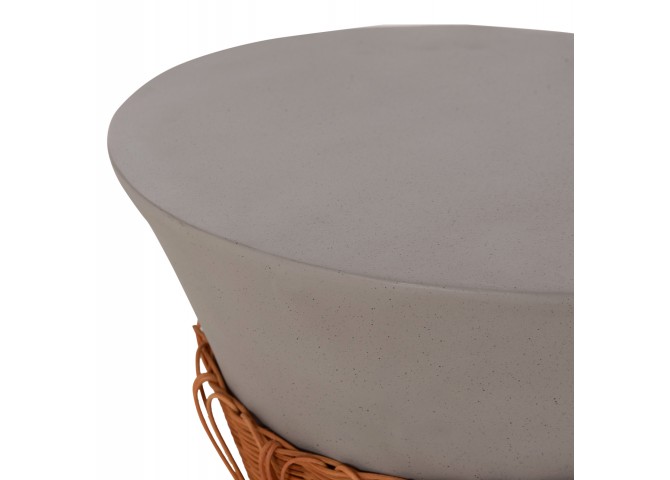 ΤΡΑΠΕΖΙ ΣΑΛΟΝΙΟΥ PERRAL HM18164.03L FIBER CEMENT ΓΚΡΙ-ΦΥΣΙΚΟ RATTAN--Φ55x45Υεκ