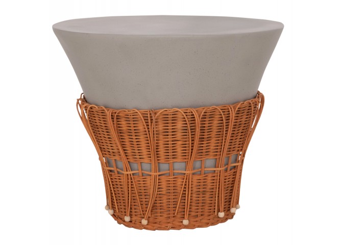 ΤΡΑΠΕΖΙ ΣΑΛΟΝΙΟΥ PERRAL HM18164.03L FIBER CEMENT ΓΚΡΙ-ΦΥΣΙΚΟ RATTAN--Φ55x45Υεκ