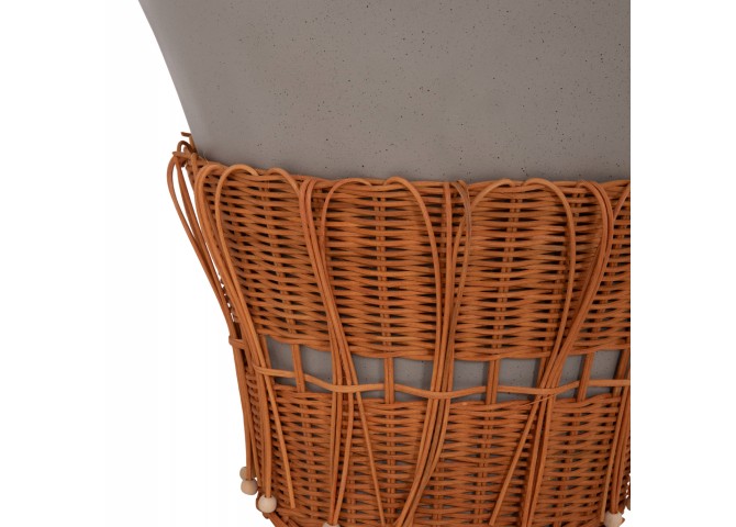 ΤΡΑΠΕΖΙ ΣΑΛΟΝΙΟΥ PERRAL HM18164.03L FIBER CEMENT ΓΚΡΙ-ΦΥΣΙΚΟ RATTAN--Φ55x45Υεκ