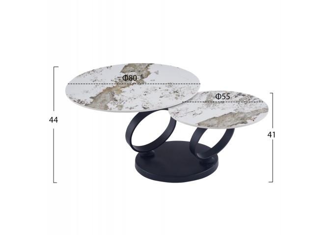 ΤΡΑΠΕΖΙ ΣΑΛΟΝΙΟΥ ΔΙΠΛΟ NUBISA HM18364.01 ΜΕΤΑΛΛΟ--SINTERED STONE PANDORA Φ80Χ44Υεκ