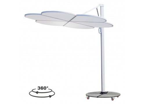 ΟΜΠΡΕΛΑ ΜΕ ΒΑΣΗ ΣΕΙΡΑ CANNOPY (flower) HM21286.02 ΑΛΟΥΜΙΝΙΟ-ΓΡΑΝΙΤΗΣ-ΛΕΥΚΟ 2,38x2,2μ