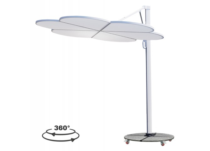 ΟΜΠΡΕΛΑ ΜΕ ΒΑΣΗ ΣΕΙΡΑ CANNOPY (flower) HM21286.02 ΑΛΟΥΜΙΝΙΟ-ΓΡΑΝΙΤΗΣ-ΛΕΥΚΟ 2,38x2,2μ