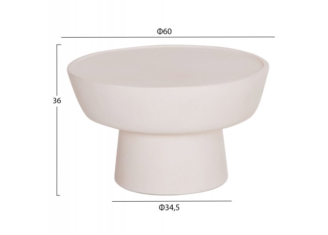 ΤΡΑΠΕΖΙ ΣΑΛΟΝΙΟΥ PIRSON HM18155.02 FIBER CEMENT ΣΕ ΛΕΥΚΟ--Φ60x36Υεκ.
