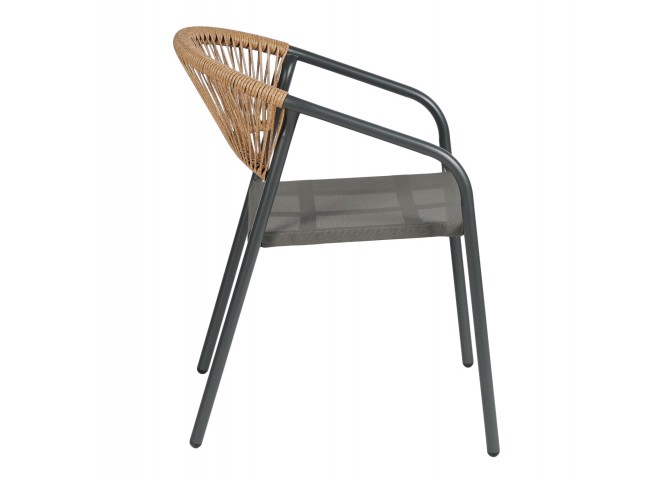 ΠΟΛΥΘΡΟΝΑ HOMAN HM6430.01 ΓΚΡΙ ΜΕΤΑΛΛΟ & TEXTILENE--ΜΠΕΖ P.E.RATTAN 53,5x62x75Υεκ