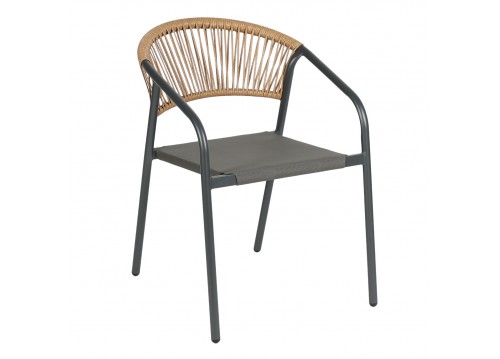 ΠΟΛΥΘΡΟΝΑ HOMAN HM6430.01 ΓΚΡΙ ΜΕΤΑΛΛΟ & TEXTILENE--ΜΠΕΖ P.E.RATTAN 53,5x62x75Υεκ