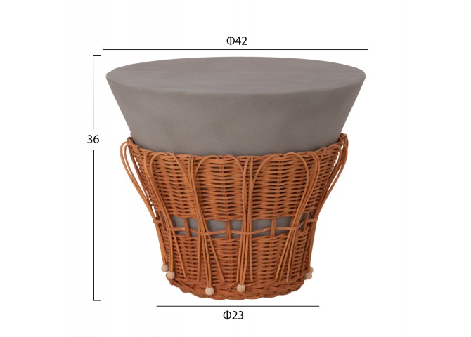 ΤΡΑΠΕΖΙ ΒΟΗΘΗΤΙΚΟ PERRAL HM18164.03S FIBER CEMENT ΓΚΡΙ-ΦΥΣΙΚΟ RATTAN--Φ42x36Υεκ