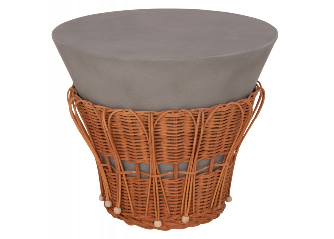 ΤΡΑΠΕΖΙ ΒΟΗΘΗΤΙΚΟ PERRAL HM18164.03S FIBER CEMENT ΓΚΡΙ-ΦΥΣΙΚΟ RATTAN--Φ42x36Υεκ
