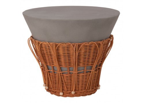 ΤΡΑΠΕΖΙ ΒΟΗΘΗΤΙΚΟ PERRAL HM18164.03S FIBER CEMENT ΓΚΡΙ-ΦΥΣΙΚΟ RATTAN--Φ42x36Υεκ