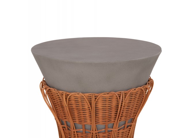 ΤΡΑΠΕΖΙ ΒΟΗΘΗΤΙΚΟ PERRAL HM18164.03S FIBER CEMENT ΓΚΡΙ-ΦΥΣΙΚΟ RATTAN--Φ42x36Υεκ