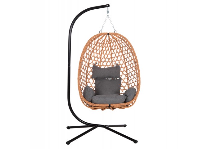 ΚΡΕΜΑΣΤΗ ΦΩΛΙΑ NESTA HM6468.05 ΜΑΥΡΟ ΜΕΤΑΛΛΟ--ΚΑΦΕ P.E.RATTAN 100x100x190Υεκ.