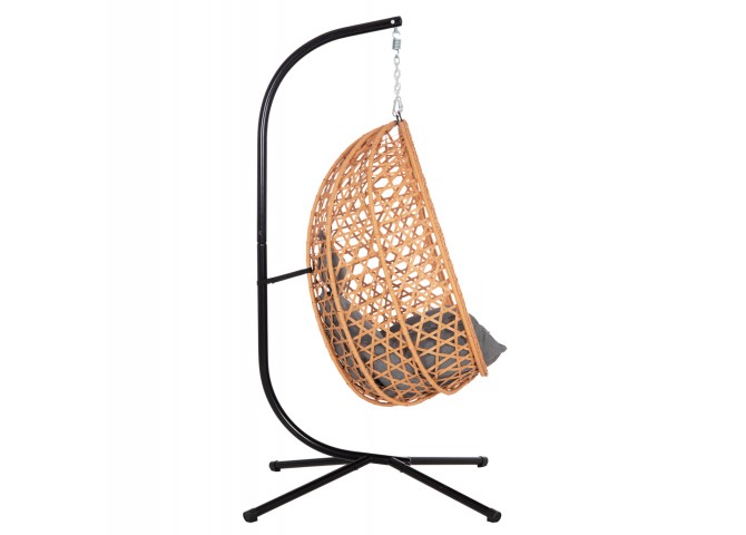 ΚΡΕΜΑΣΤΗ ΦΩΛΙΑ NESTA HM6468.05 ΜΑΥΡΟ ΜΕΤΑΛΛΟ--ΚΑΦΕ P.E.RATTAN 100x100x190Υεκ.
