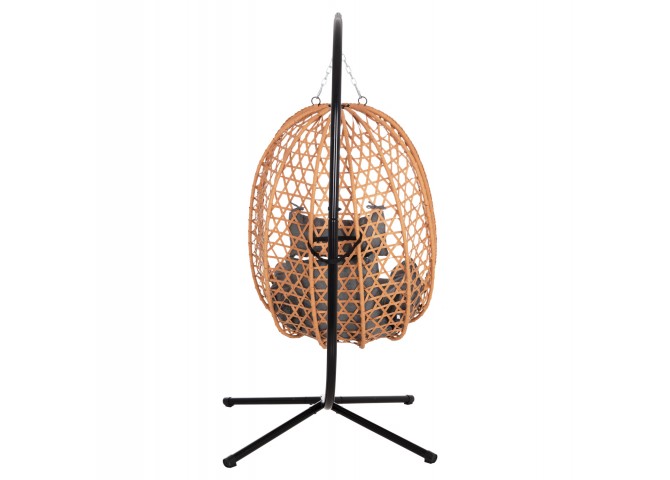 ΚΡΕΜΑΣΤΗ ΦΩΛΙΑ NESTA HM6468.05 ΜΑΥΡΟ ΜΕΤΑΛΛΟ--ΚΑΦΕ P.E.RATTAN 100x100x190Υεκ.