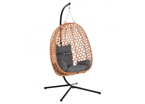 ΚΡΕΜΑΣΤΗ ΦΩΛΙΑ NESTA HM6468.05 ΜΑΥΡΟ ΜΕΤΑΛΛΟ--ΚΑΦΕ P.E.RATTAN 100x100x190Υεκ.
