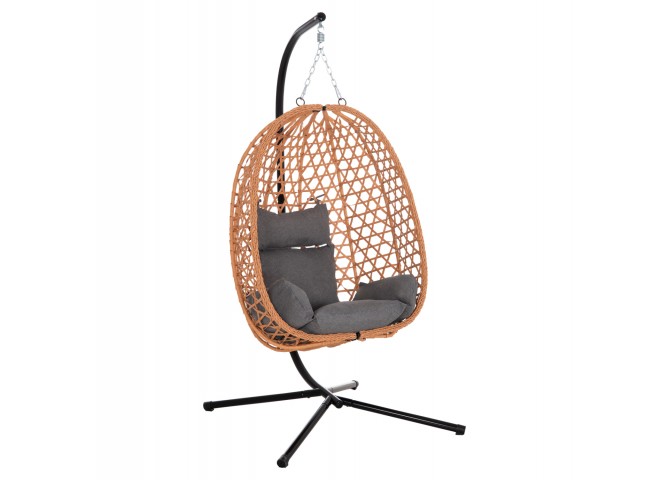 ΚΡΕΜΑΣΤΗ ΦΩΛΙΑ NESTA HM6468.05 ΜΑΥΡΟ ΜΕΤΑΛΛΟ--ΚΑΦΕ P.E.RATTAN 100x100x190Υεκ.