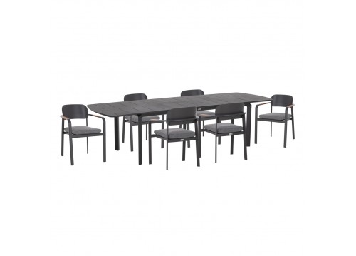 ΣΕΤ ΤΡΑΠΕΖΑΡΙΑΣ ΕΞ.ΧΩΡΟΥ 6 ΘΕΣΕΩΝ ELARA HM10726.01 ΓΚΡΙ ΑΛΟΥΜΙΝΙΟ-ΕΠΕΚΤΕΙΝΟΜΕΝΟ ΤΡΑΠΕΖΙ