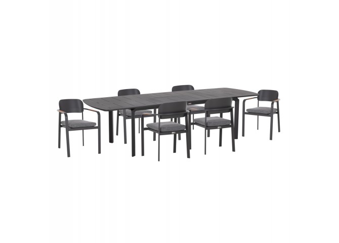 ΣΕΤ ΤΡΑΠΕΖΑΡΙΑΣ ΕΞ.ΧΩΡΟΥ 6 ΘΕΣΕΩΝ ELARA HM10726.01 ΓΚΡΙ ΑΛΟΥΜΙΝΙΟ-ΕΠΕΚΤΕΙΝΟΜΕΝΟ ΤΡΑΠΕΖΙ