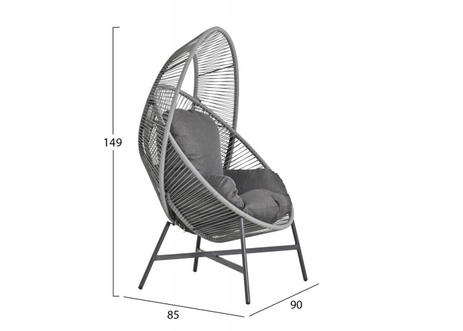 ΠΟΛΥΘΡΟΝΑ-ΦΩΛΙΑ RULER HM6506.01 ΓΚΡΙ ΜΕΤΑΛΛΟ-P.E.RATTAN-ΜΑΞΙΛΑΡΙΑ 90x85x149Υεκ