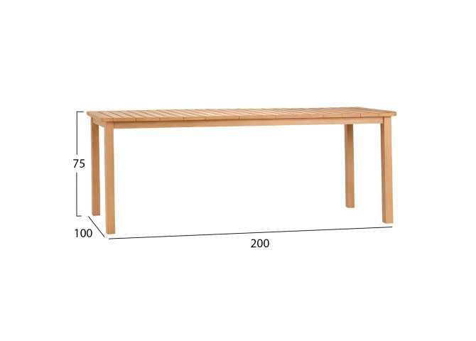 ΤΡΑΠΕΖΙ ΟΡΘΟΓΩΝΙΟ FINTO HM6616 ΞΥΛΟ TEAK--ΦΥΣΙΚΟ 200x100x75Υεκ.