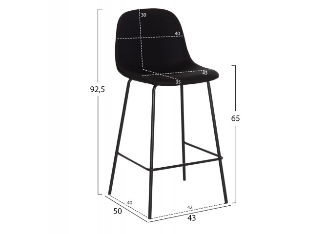 ΣΚΑΜΠΟ ΜΠΑΡ VINCENT HM9298.24 ΜΕΣΑΙΟΥ ΥΨΟΥΣ-ΜΑΥΡΟ ΥΦΑΣΜΑ-ΜΕΤΑΛΛΙΚΑ ΠΟΔΙΑ 43x50x92,5Υεκ